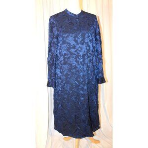 Gal Meets Glam FRANCES Shirt Dress Size 6 Blue Damask Floral Long Sleeve